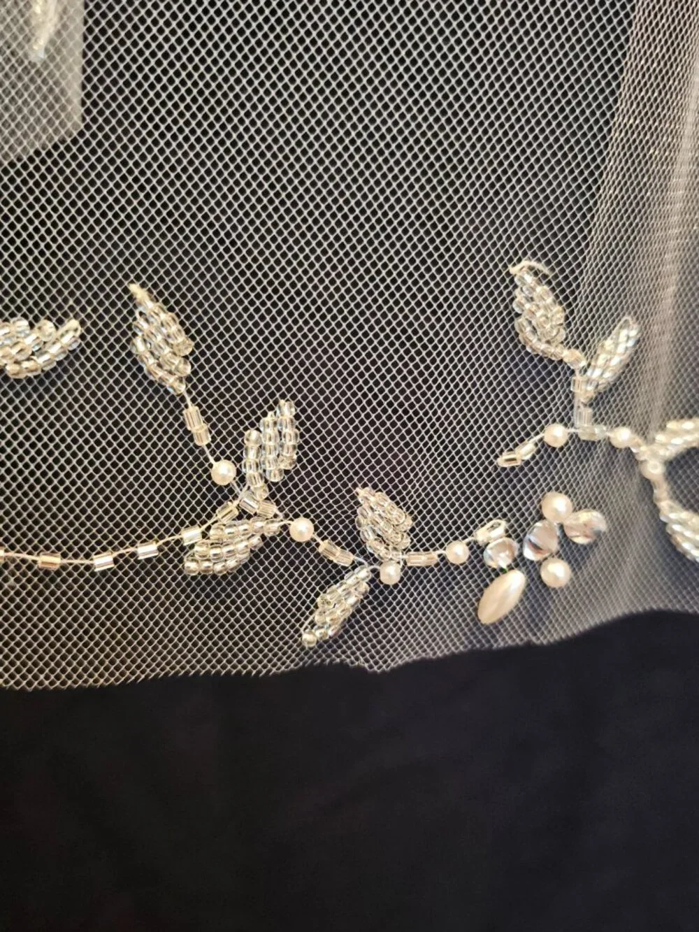 En Vogue Veil | Crystal Pearl Beaded Wedding Veil | Ivory Bridal